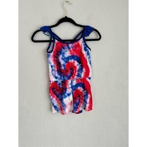 Neatie Kiddie Girl Tie-Dye Rufgle Romper, Size 6